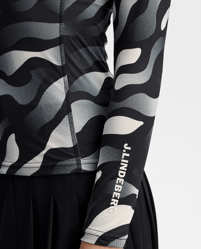 J.Lindeberg Ella Print Long Sleeve Compression Top Bunker Fade Black Moonbeam