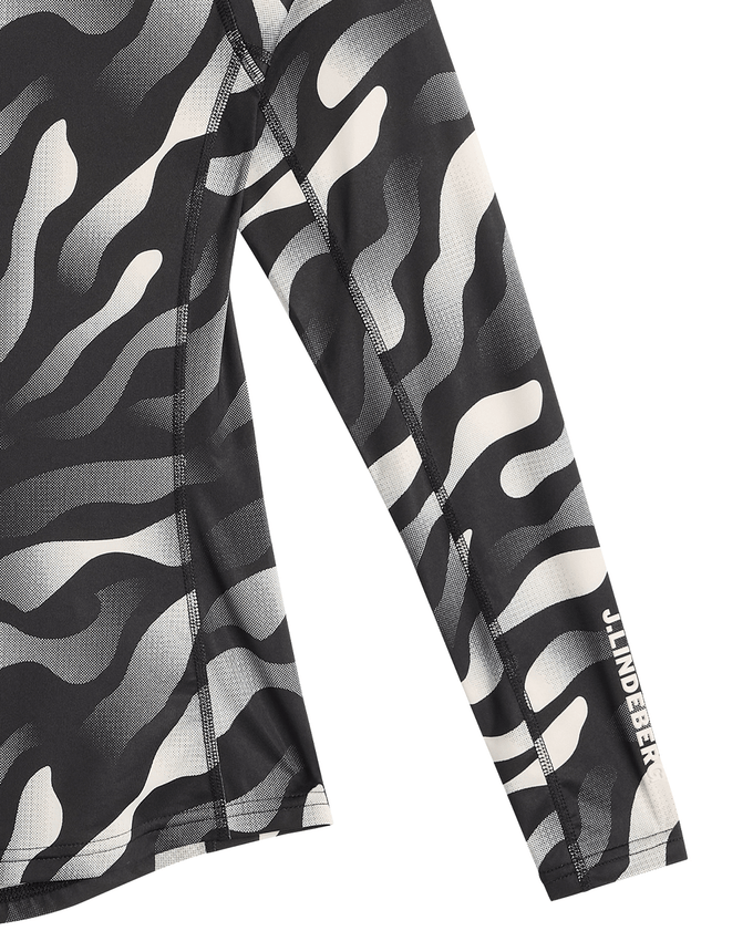 J.Lindeberg Ella Print Long Sleeve Compression Top Bunker Fade Black Moonbeam