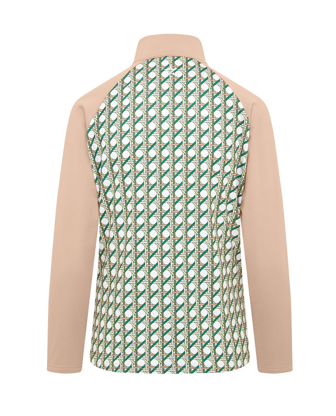 SWING OUT SISTER Heather 1/4 Zip Pattern Fleece Noughty Green