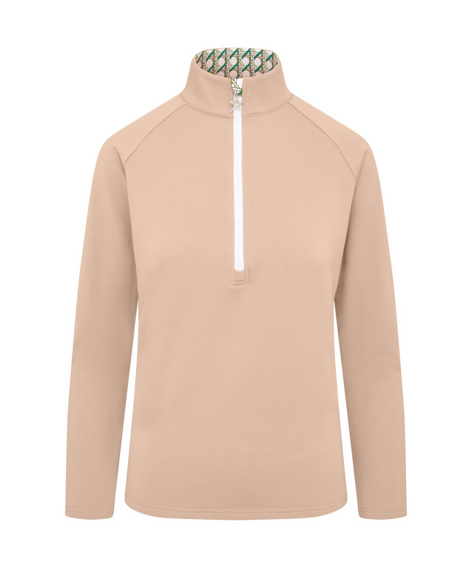 SWING OUT SISTER Heather 1/4 Zip Pattern Fleece Noughty Green