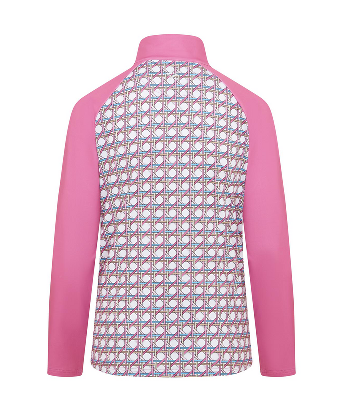 SWING OUT SISTER Heather 1/4 Zip Pattern Fleece Noughty Pink