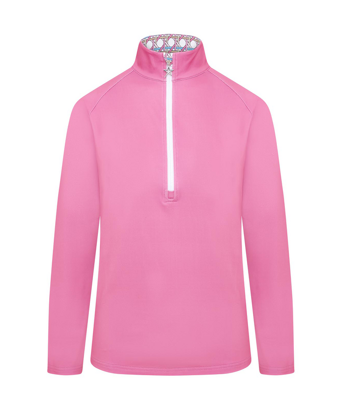 SWING OUT SISTER Heather 1/4 Zip Pattern Fleece Noughty Pink