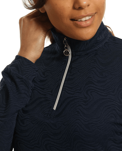 ISLAND GREEN Jacquard 1/4 Zip Winter Top 2314 Navy