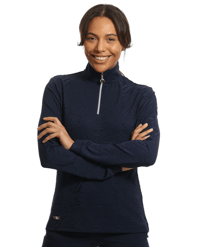 ISLAND GREEN Jacquard 1/4 Zip Winter Top 2314 Navy