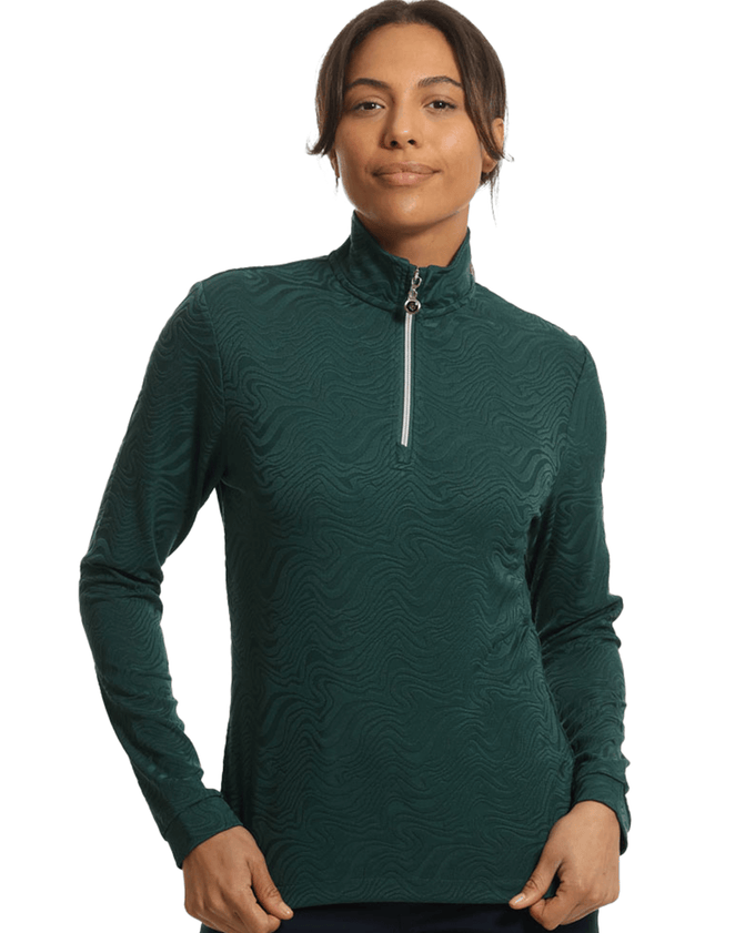 ISLAND GREEN Jacquard 1/4 Zip Winter Top 2314 Teal