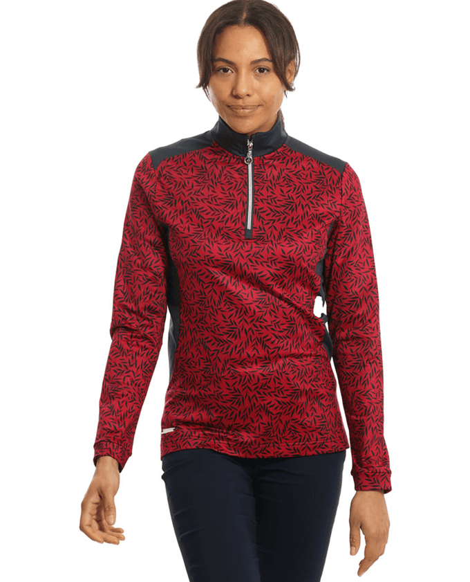 ISLAND GREEN Brushed 1/4 Zip Printed Winter Top 2315 Navy/Red