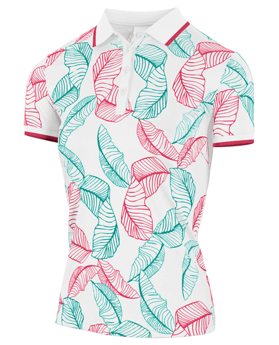 ISLAND GREEN Printed Leaf Polo 300 White