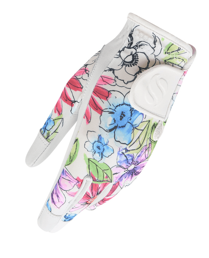 SURPRIZE SHOP Comfort Stretch Cabretta Leather Ladies Golf Glove - Botanical Sketch