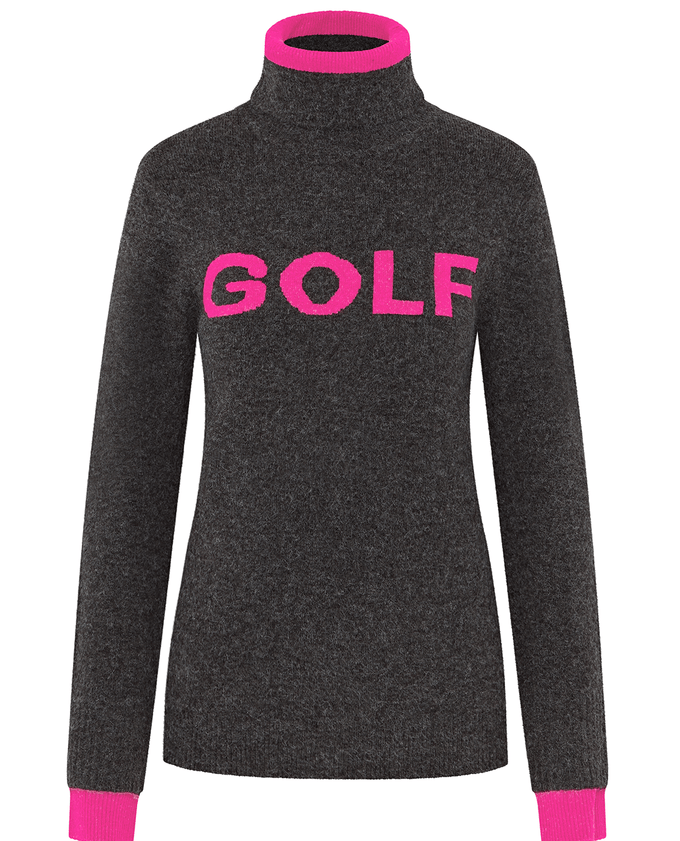 SWING OUT SISTER Gigi Golf Sweater Neon Pink & Ultimate Grey