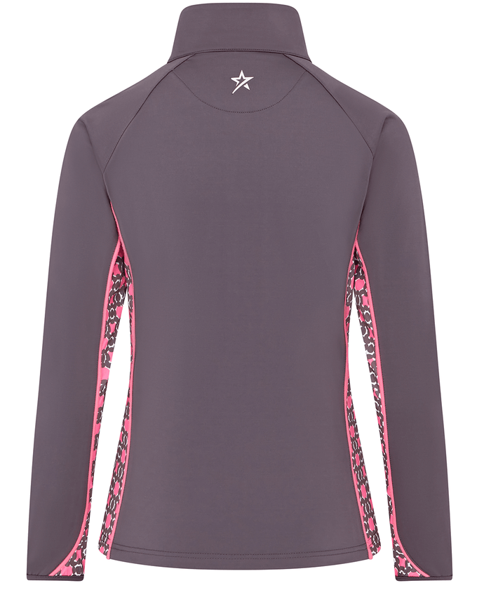 SWING OUT SISTER Maisy Print 1/4 Zip Top Pink & Grey