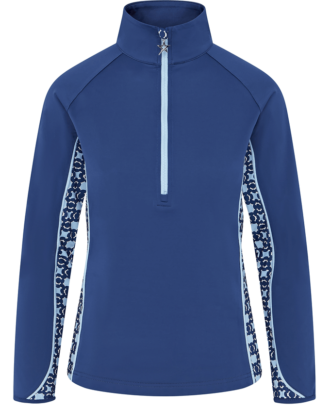 SWING OUT SISTER Maisy Print 1/4 Zip Top Blue & Twilight