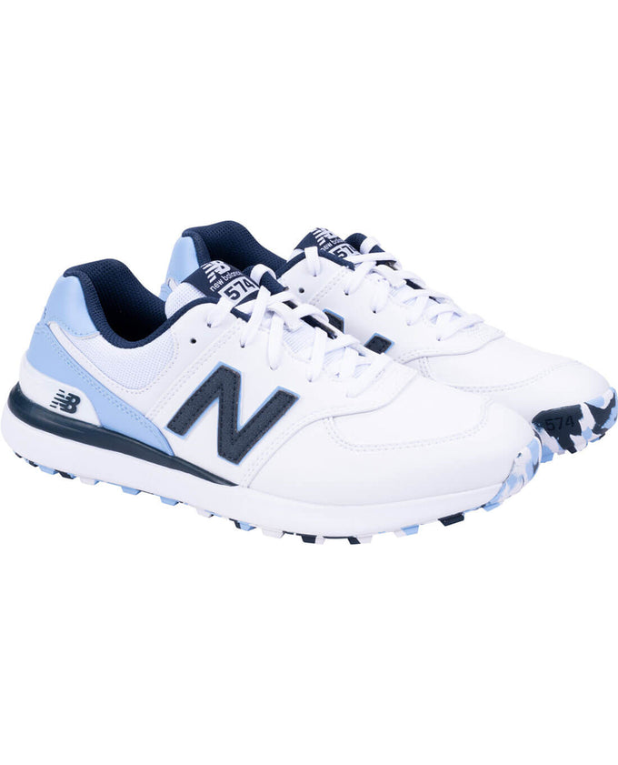 NEW BALANCE Womens 574 Greens V2 Waterproof Golf Shoe White / Blue