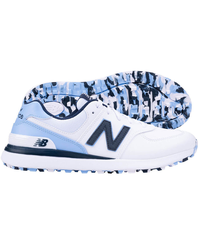 NEW BALANCE Womens 574 Greens V2 Waterproof Golf Shoe White / Blue