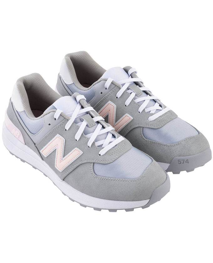 NEW BALANCE Womens 574 Greens V2 Waterproof Golf Shoe Grey/Pink