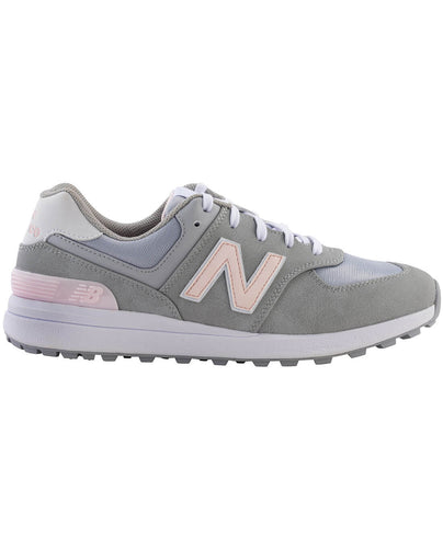 NEW BALANCE Womens 574 Greens V2 Waterproof Golf Shoe Grey/Pink