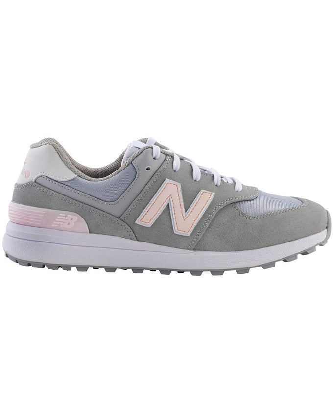 NEW BALANCE Womens 574 Greens V2 Waterproof Golf Shoe Grey/Pink