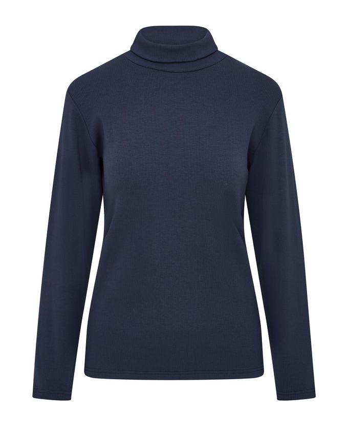 SWING OUT SISTER Natasha Ribbed Roll Neck Navy Blazer