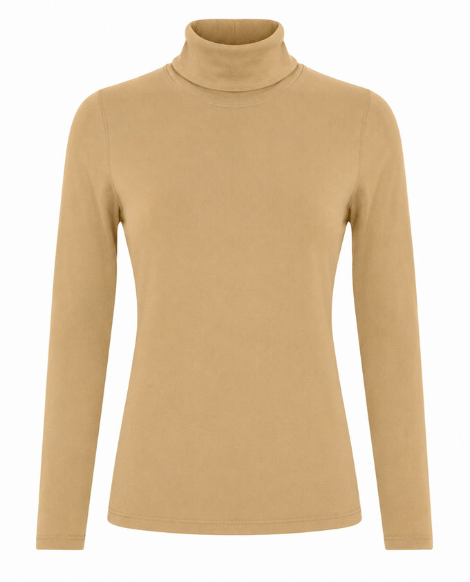 SWING OUT SISTER Natasha Ribbed Roll Neck Caramel Latte