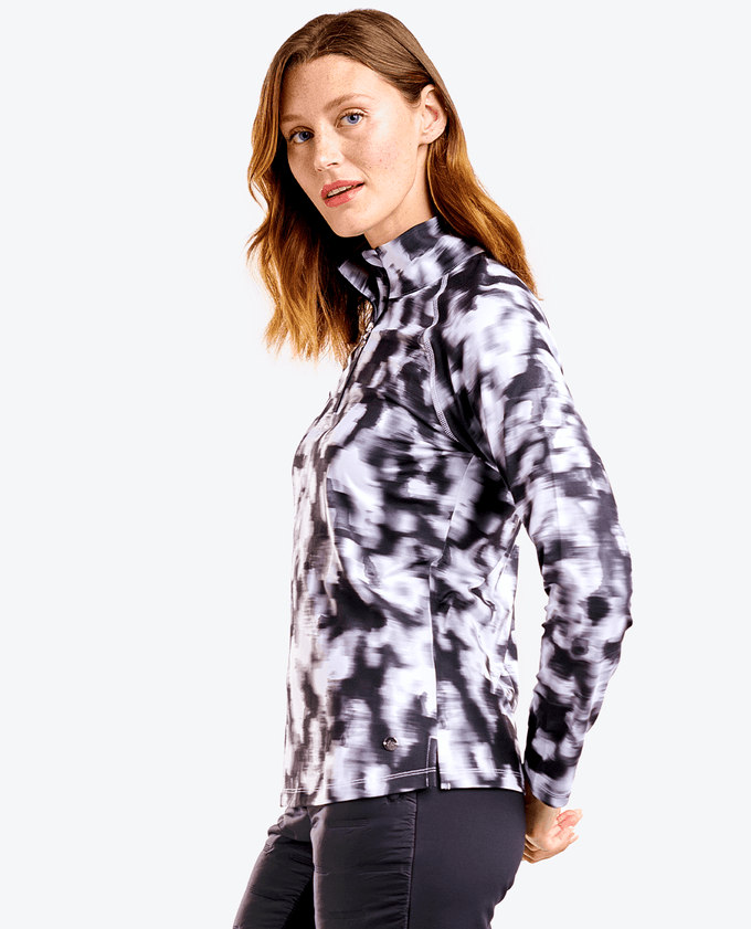 NIVO Dallas Mock Long Sleeve Polo 191 Black/White