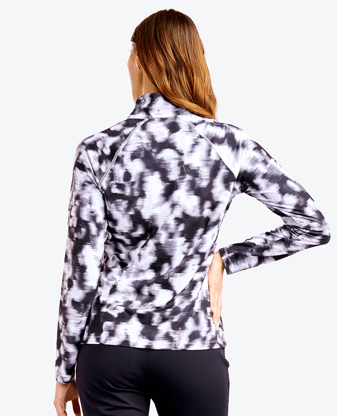 NIVO Dallas Mock Long Sleeve Polo 191 Black/White