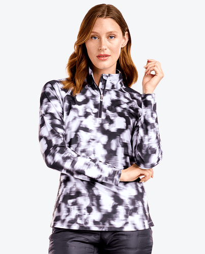 NIVO Dallas Mock Long Sleeve Polo 191 Black/White