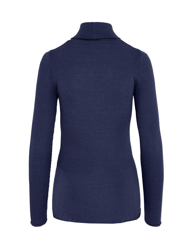 SWING OUT SISTER Nia Ribbed Winter Roll Neck True Navy