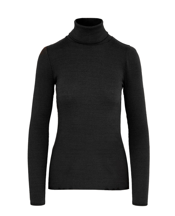 SWING OUT SISTER Nia Ribbed Winter Roll Neck Pitch Black
