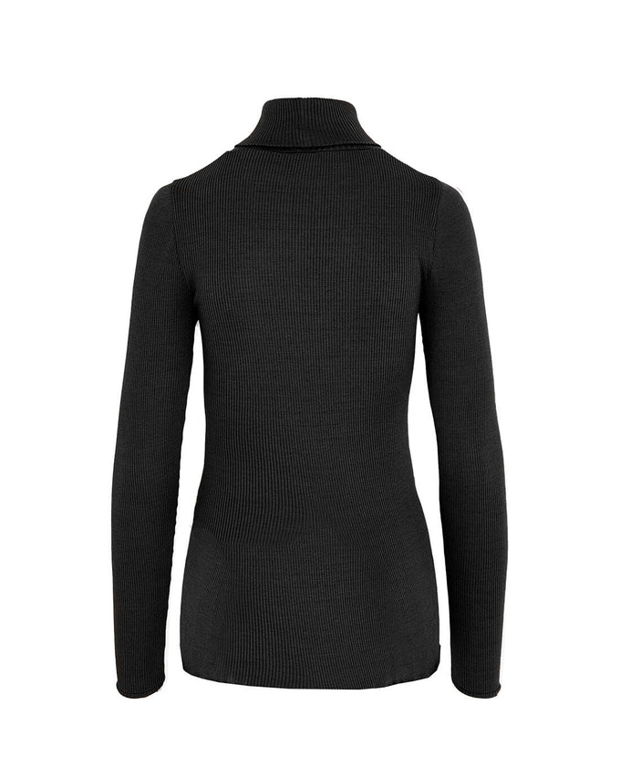 SWING OUT SISTER Nia Ribbed Winter Roll Neck Pitch Black