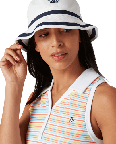 ORIGINAL PENGUIN Ribbed Fine Line Striped Polo OGKSF071 Bright White