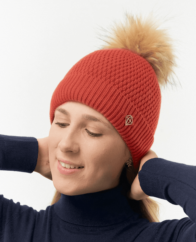 Orange top wooly hat