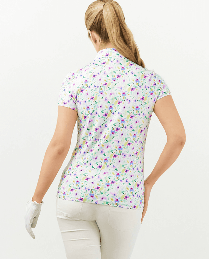 PURE GOLF Rise Cap Sleeve Polo 007 Ethereal Bouquet