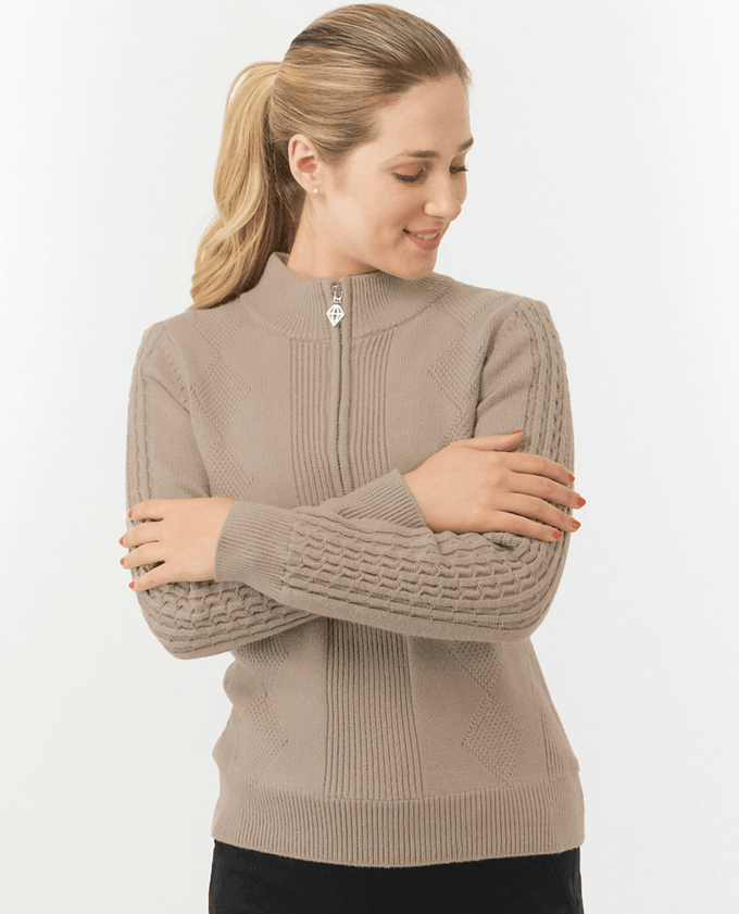 PURE GOLF Sorrell Pull zippé quart de longueur doublé en tricot torsadé 501 Marine