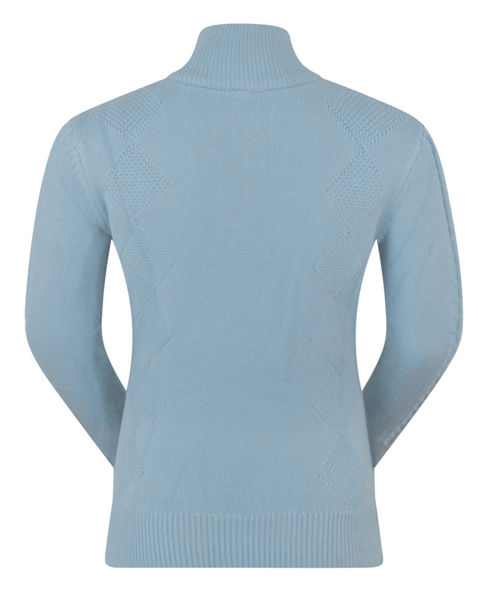 PURE GOLF Sorrell Cable Knit Lined Quarter Zip Jumper 501 Powder Blue