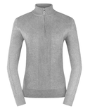 PURE GOLF Sorrell Cable Knit Lined Quarter Zip Jumper 501 Pale Grey