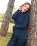 PURE GOLF Olwen Mock neck Winter Top 502 Navy