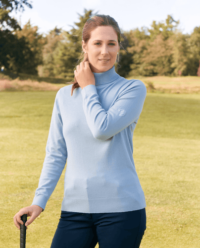 PURE GOLF Simone Roll Neck Jumper 505 Powder Blue