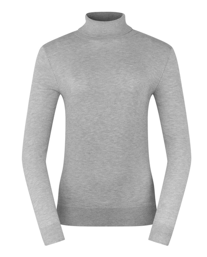 SIZE L - PURE GOLF Simone Roll Neck Jumper 505 Pale Grey