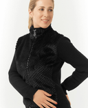 PURE GOLF Ellisa Knitted Zipped cardigan with faux fur front 508 Black