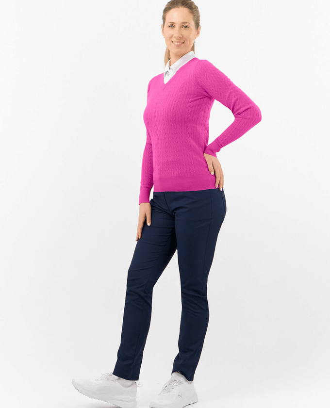 PURE GOLF Suzie Summer Weight Knitted Jumper 509 Deep Azalea