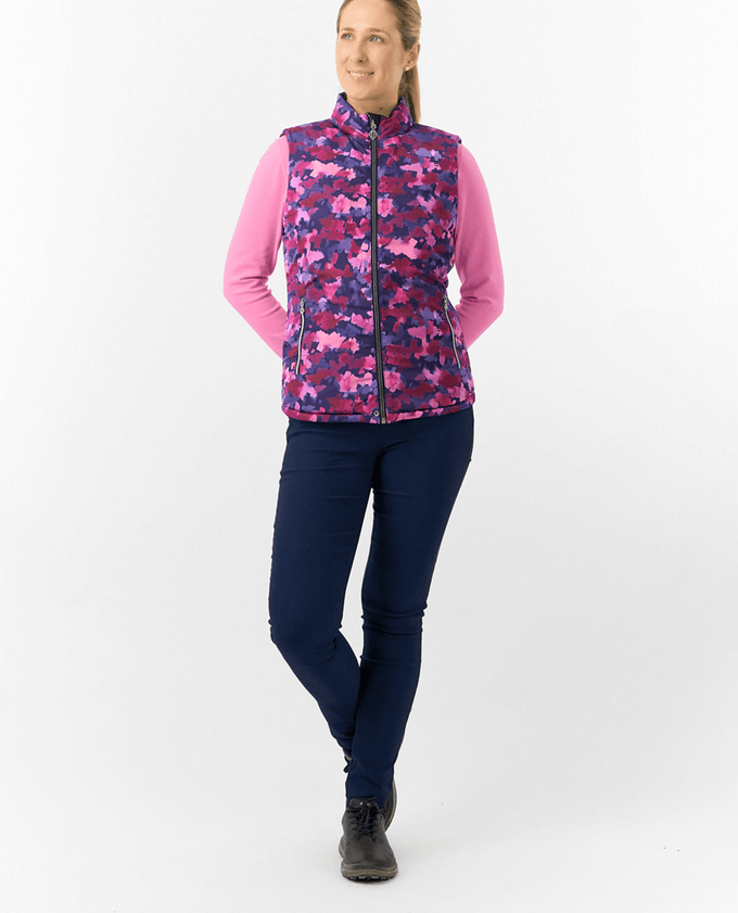 PURE GOLF Eve Reversible Vest 406 Autumn Aquarelle/Navy
