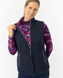 PURE GOLF Eve Reversible Vest 406 Autumn Aquarelle/Navy
