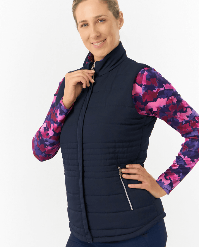 PURE GOLF Eve Reversible Vest 406 Autumn Aquarelle/Navy