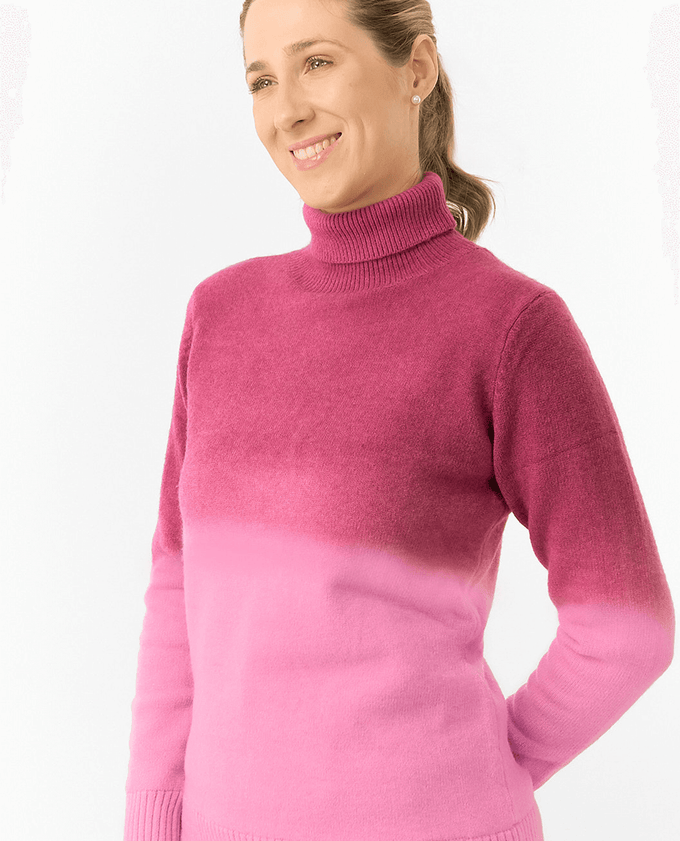 PURE GOLF Simone Ombre Knit Roll Neck Jumper 505 Plum Ombre
