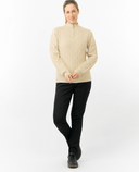 PURE GOLF Margot Knit Lined Quarter Zip Jumper 506 Limestone