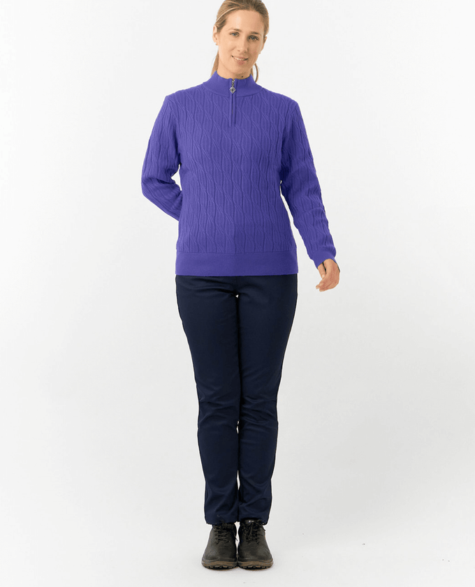PURE GOLF Margot Knit Lined Quarter Zip Jumper 506 Future Dusk