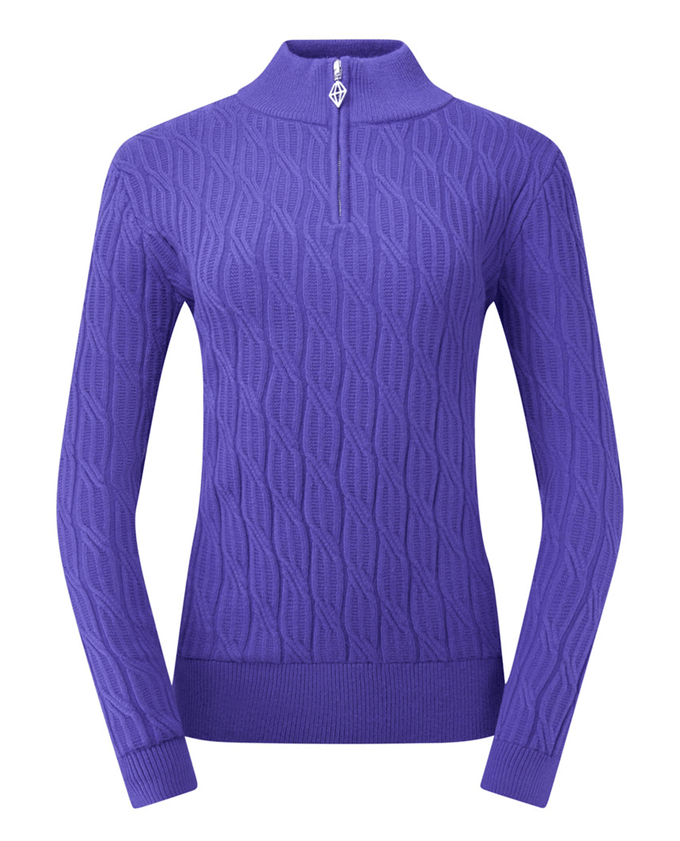 PURE GOLF Margot Knit Lined Quarter Zip Jumper 506 Future Dusk
