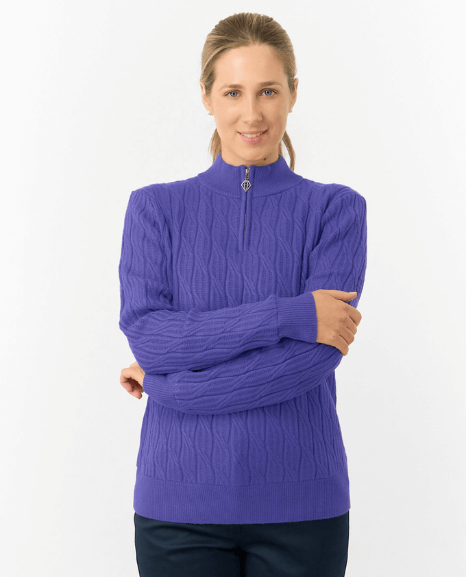 PURE GOLF Margot Knit Lined Quarter Zip Jumper 506 Future Dusk