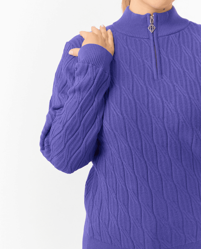 PURE GOLF Margot Knit Lined Quarter Zip Jumper 506 Future Dusk