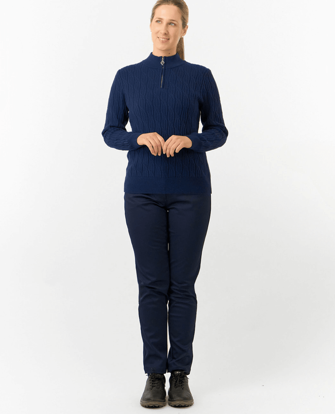 PURE GOLF Margot Knit Lined Quarter Zip Jumper 506 Navy