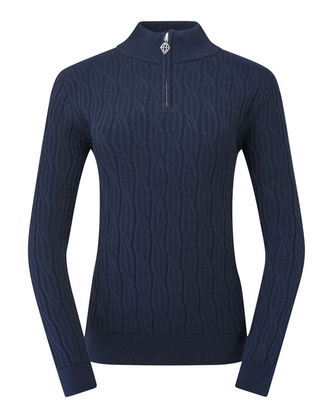 PURE GOLF Margot Knit Lined Quarter Zip Jumper 506 Navy